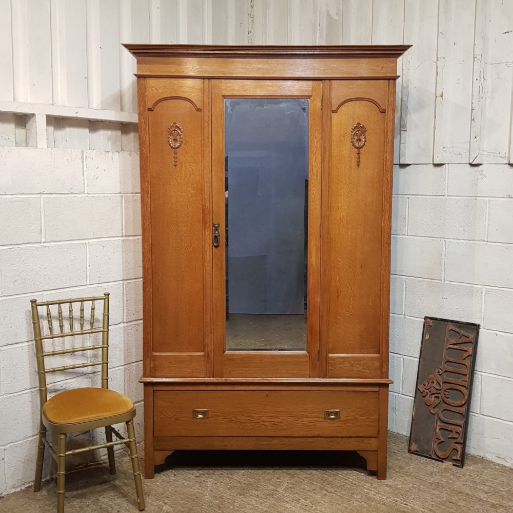 an edwardian arts crafts oak wardrobe c1900