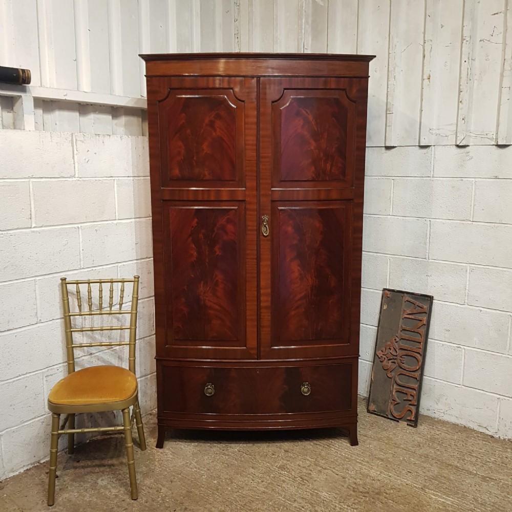 an edwardian mahogany bow fronted wardrobe c1900