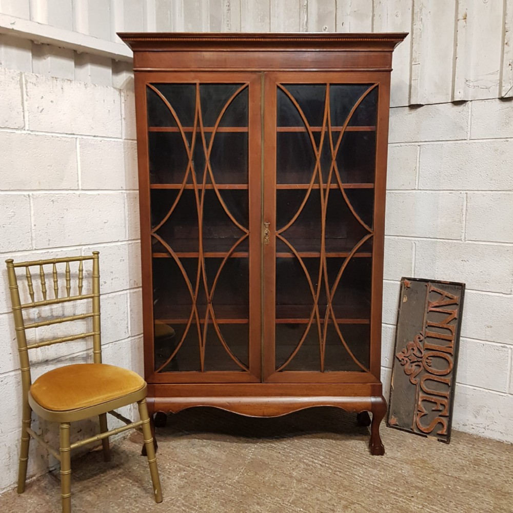 an edwardian mahogany astragal glazed bookcase on stand c1900
