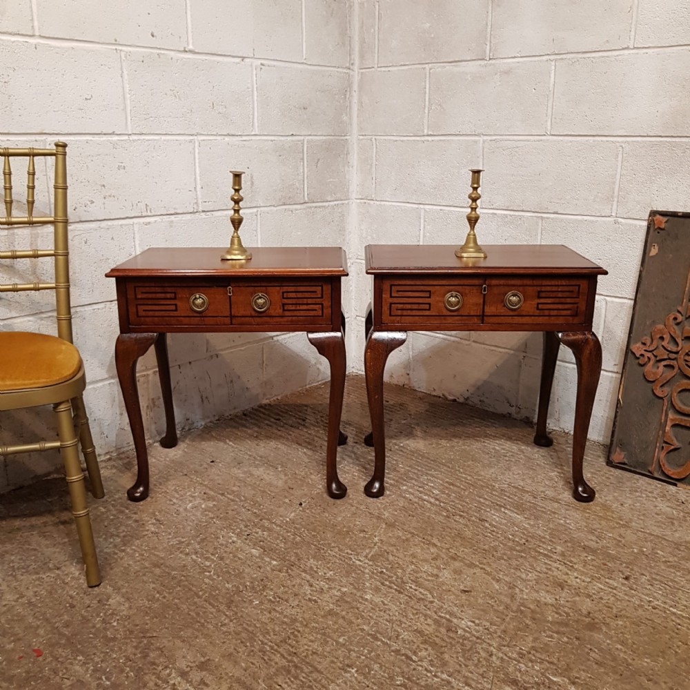 a pair of mahogany bedside tables c1900