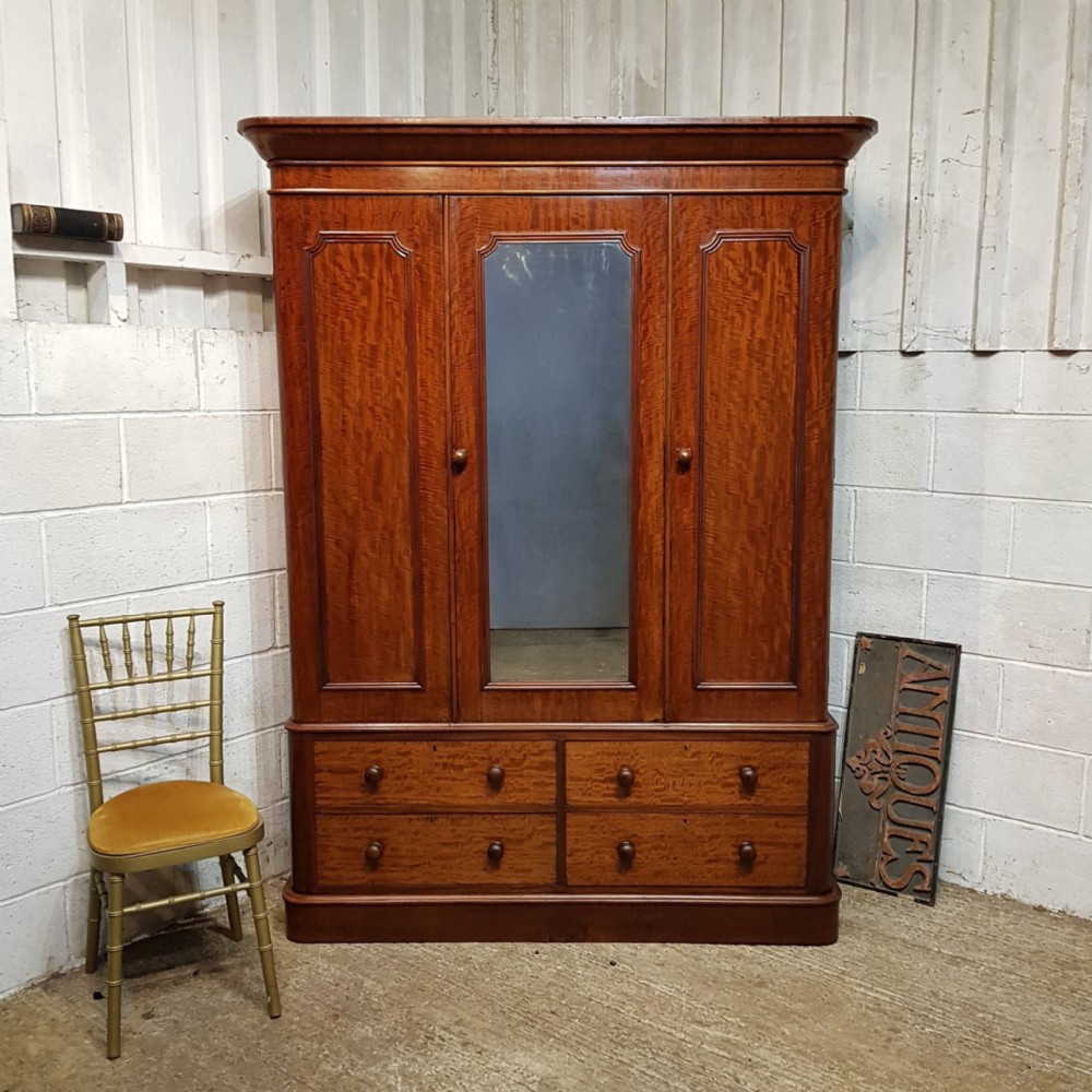 a victorian mahogany small triple wardrobe c1880