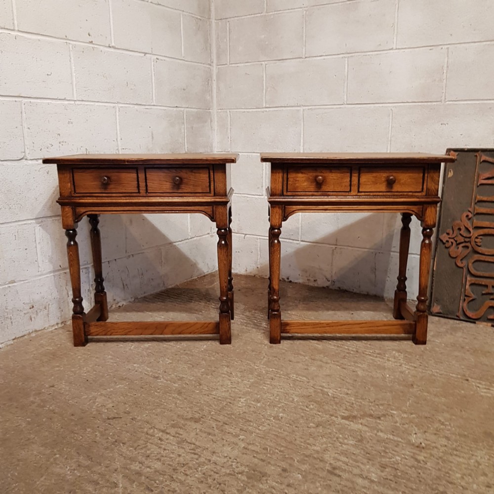a pair of oak side tables c1920