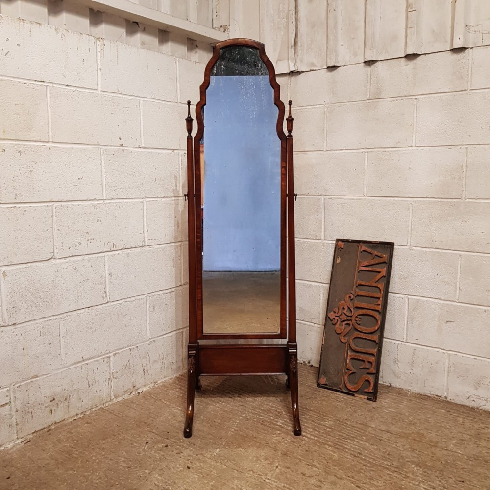 a mahogany cheval mirror c1920