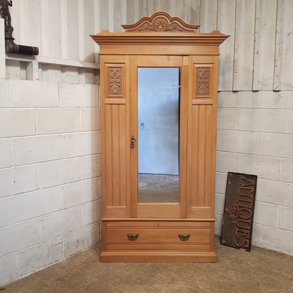 an edwardian single pine wardrobe c1900