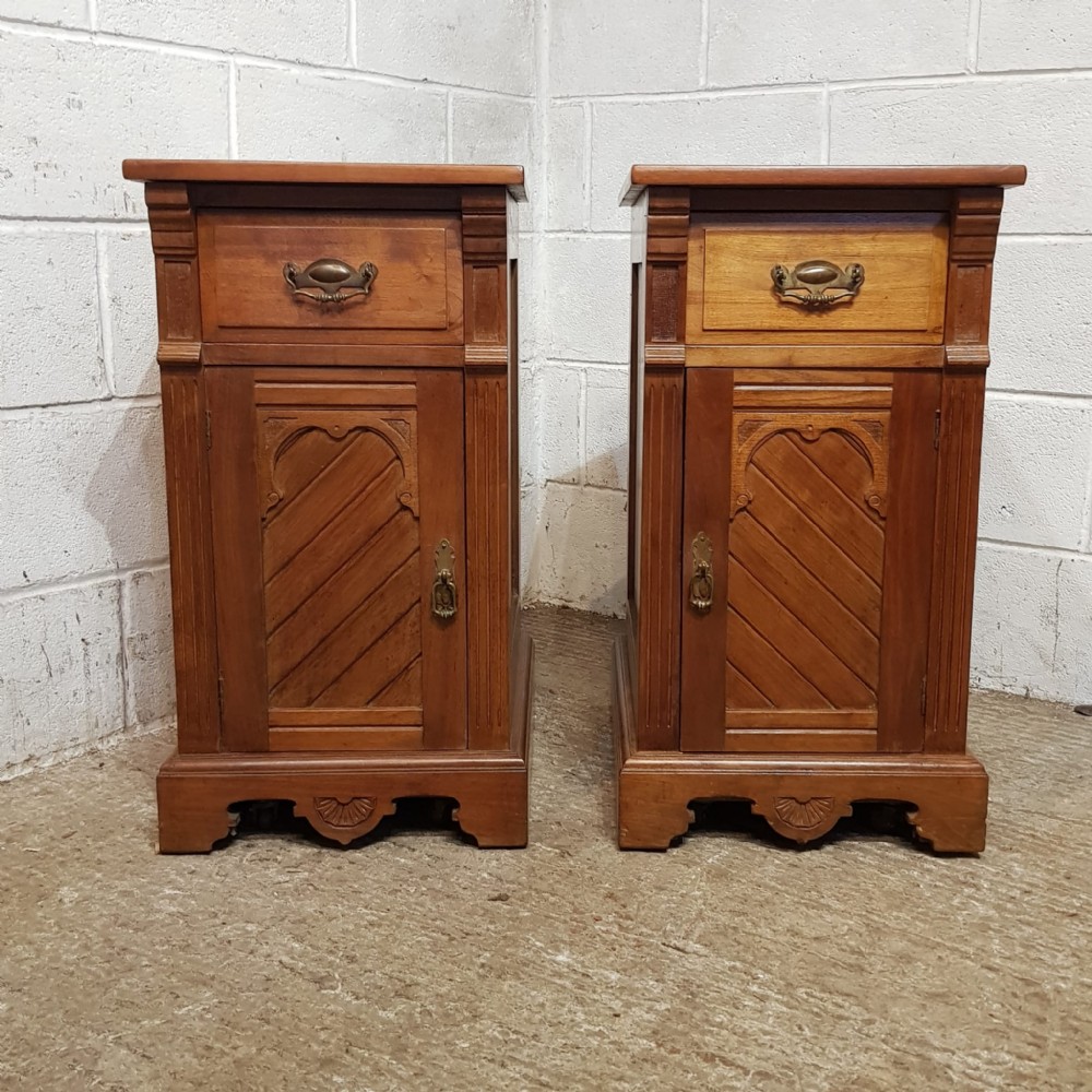 a pair of edwardian mahogany bedside cabinets c1900