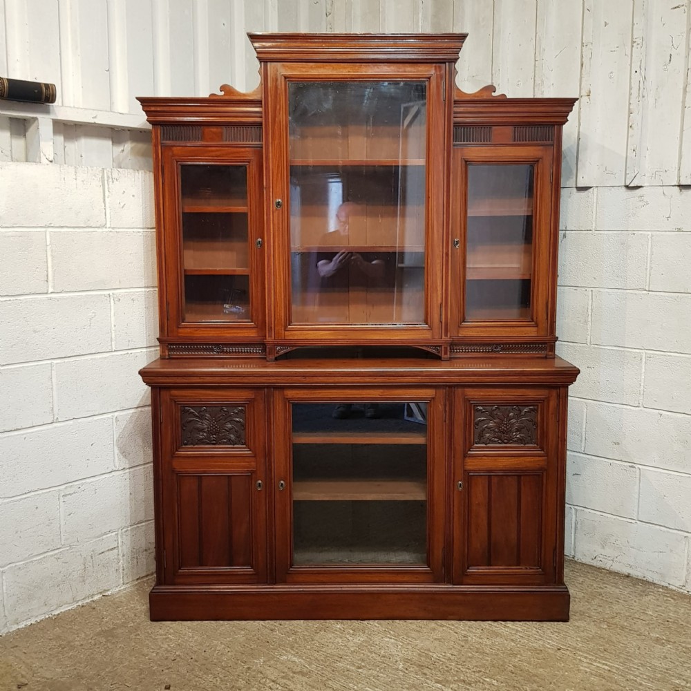 a late victorian breakfront large bookcase c1900