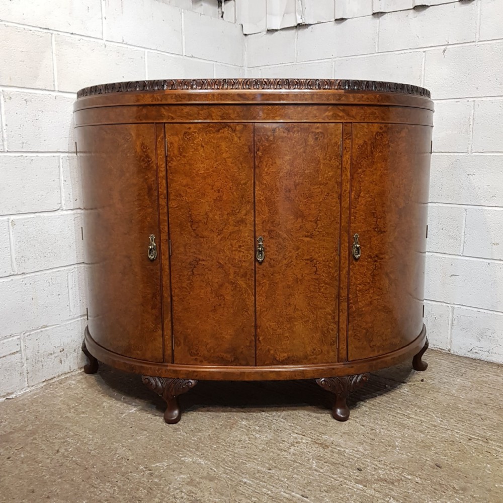 a burr walnut demi line drinks cabinet c1920