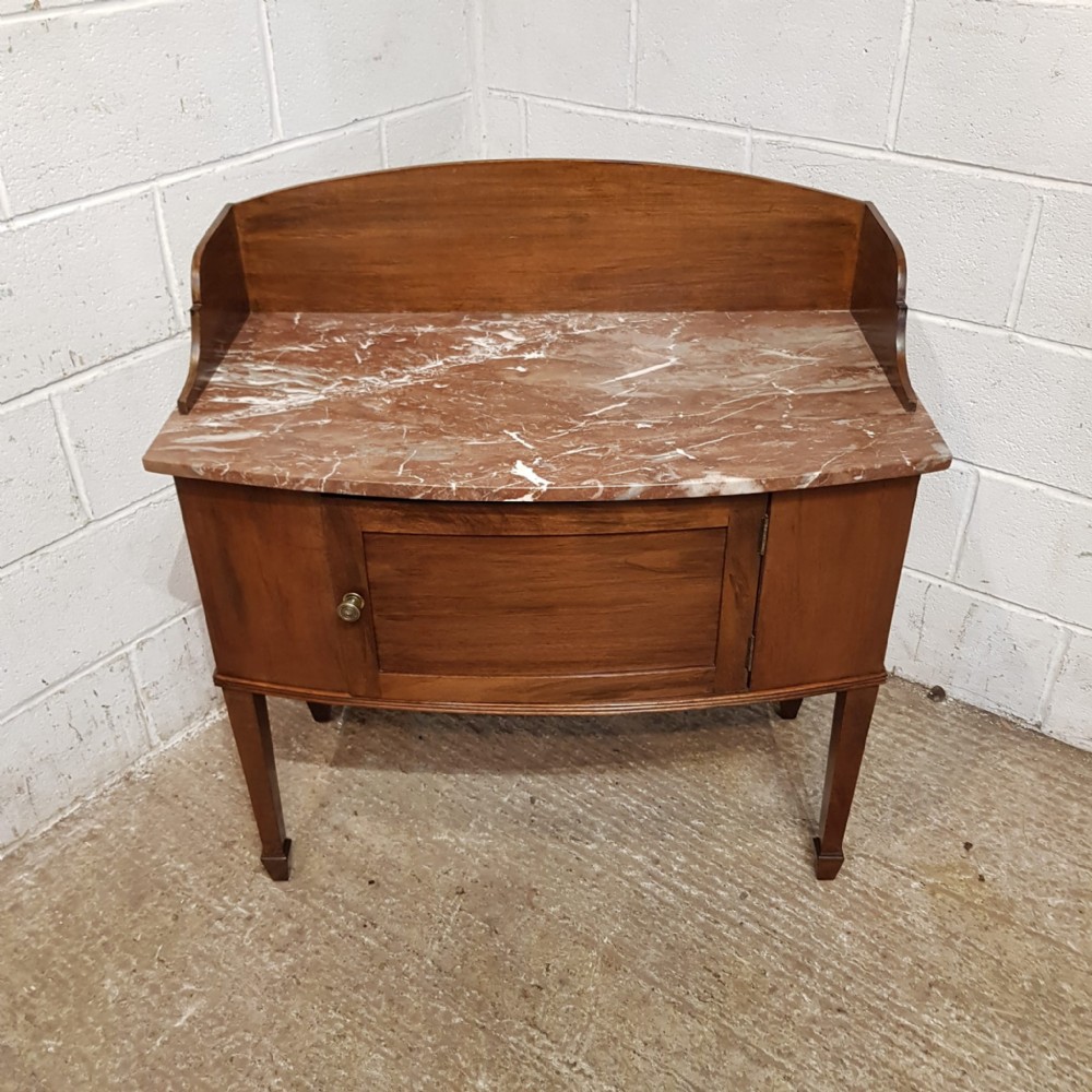 a victorian bow fronted marble topped wash stand c1880
