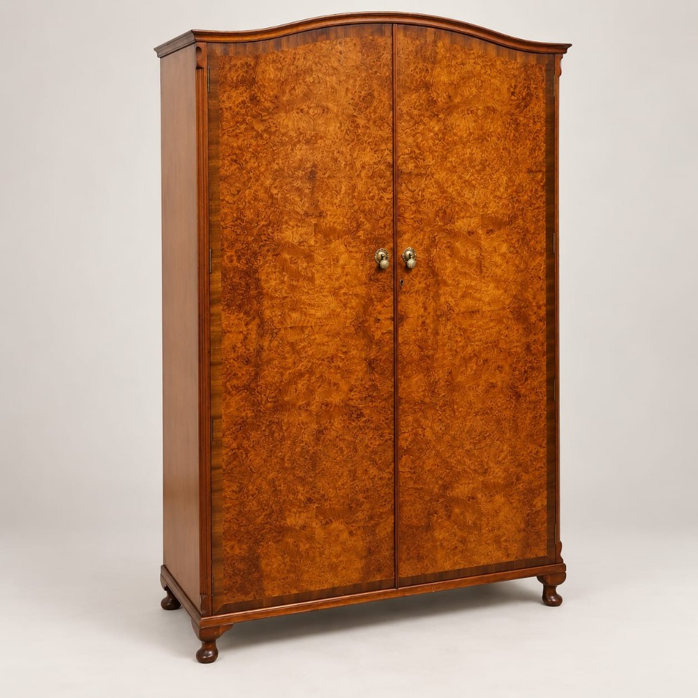 a burr walnut double wardrobe c1920