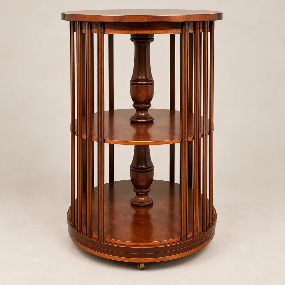 a circular mahogany revolving bookcase c1920