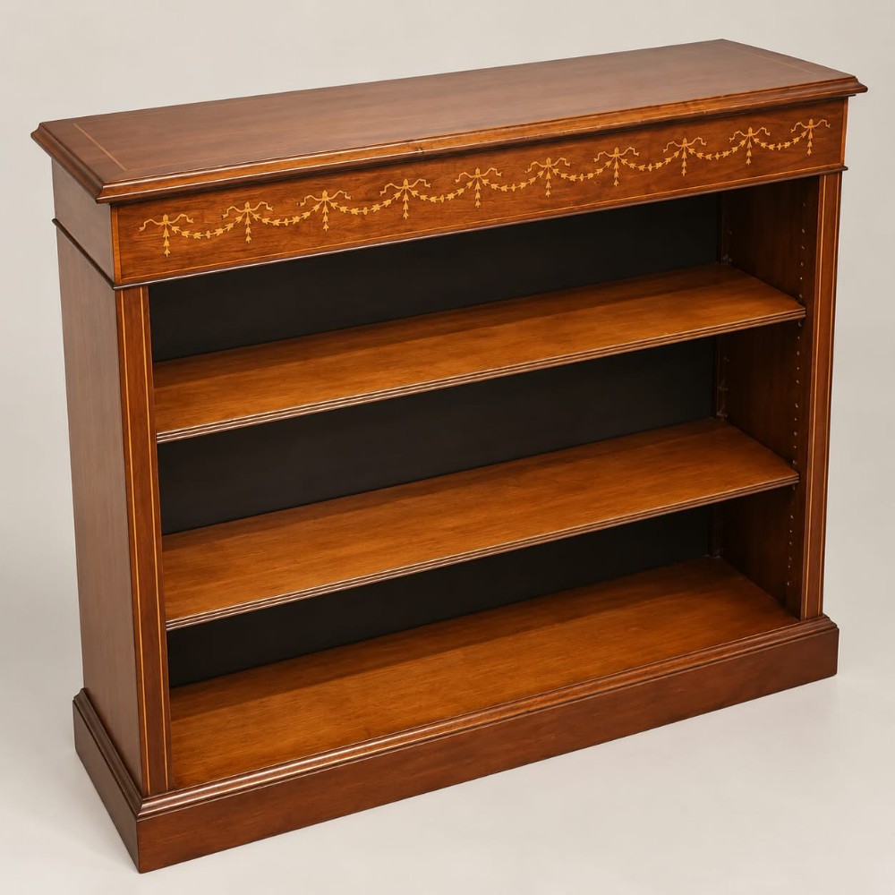 a mahogany open bookcase c1920