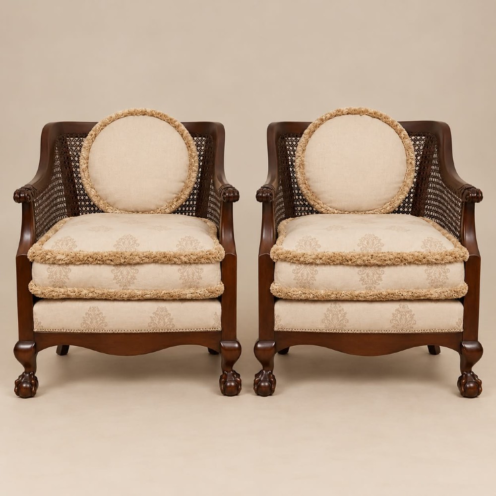 a pair of mahogany bergere tub chairs c1920