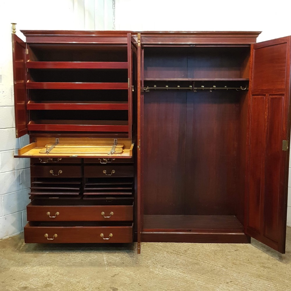 Antique Edwardian Mahogany Gents Compactum Wardrobe With Clothes Press ...