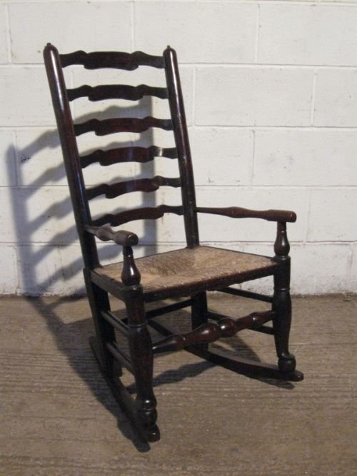 Georgian Country Oak Ladder Back Rocking Chair C1780 Refwdb65/5.8 ...