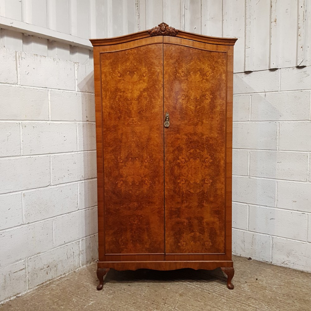 a burr walnut small fitted wardrobe c1920
