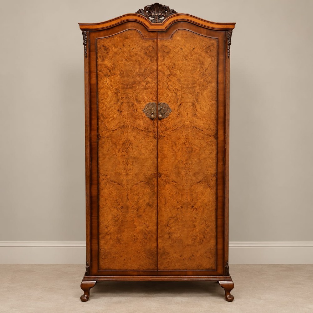 a burr walnut fitted wardrobe c1920