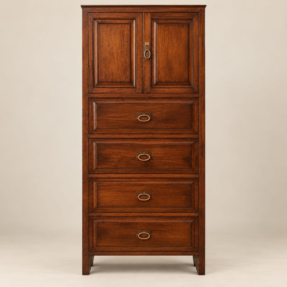 a tall narrow tallboy in mahogany c1920